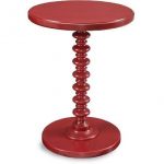Red Pedestal Spindle Accent Table