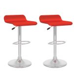 Red and Chrome Curved Adjustable Bar Stool (Set of 2)