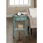 Round Teal Accent Table