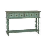 Rub Through Aged Turquoise 2 Drawer Hall Console