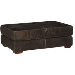 Rustic Contemporary Tobacco Brown Leather Ottoman – Mayfair