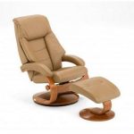 Sand (Tan) Top Grain Leather Swivel, Recliner with Ottoman