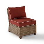 Sangria and Brown Wicker Patio Sectional Center Chair – Bradenton