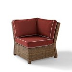 Sangria and Brown Wicker Patio Sectional Corner Chair – Bradenton