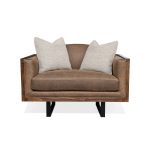 Segovia Oak & Brown Leather Settee – Nadine