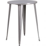 Silver Metal 30 Inch Round Indoor-Outdoor Cafe Bar Table