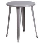 Silver Metal Cafe Round Indoor-Outdoor Table