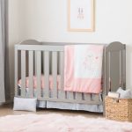 Soft Gray 2-in-1 Crib, Rail and Pink Bedding – Angel