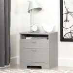 Soft Gray Nightstand with Drawers and Cord Catcher – Reevo