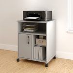 Soft Gray Printer Stand on Wheels – Axess