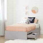 Soft Gray Twin Mates Bed with 3 Drawers (39 Inch)- Cookie