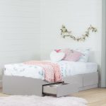 Soft Gray Twin Mates Bed with 3 Drawers (39 Inch )