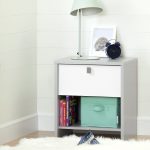 Soft Gray and White 1 Drawer Nightstand – Cookie