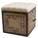 Square Off White Upholstered Ottoman