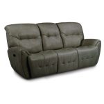 Stone Gray Leather-Match Power Reclining Sofa – Blaise