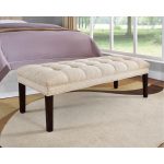 Tan Tufted Bed Bench