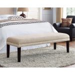 Tan Upholstered Bed Bench