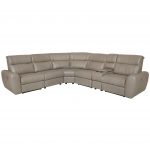 Taupe Leather-Match 6-Piece Power Sectional – Robert
