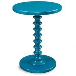 Teal Pedestal Spindle Accent Table