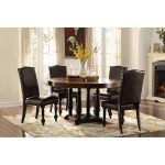 Traditional Dark Oak and Black Round Dining Table – Blossomwood