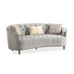 Traditional Gray Curved Sofa – Classic Elegance