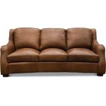 Traditional Natural Brown Leather Sofa – Carmel