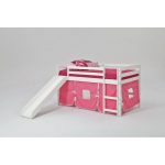 Twin White and Pink Tent Bed with Slide
