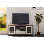 Two Tone TV Stand with Glass Doors