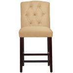 Velvet Buckwheat Tufted Arched Back Counter Stool