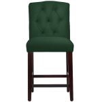 Velvet Emerald Tufted Arched Back Counter Stool