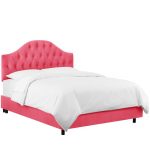Velvet Flamingo Pink Tufted Twin Bed