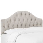 Velvet Light Gray Tufted California King Bed Headboard