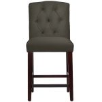Velvet Pewter Tufted Arched Back Counter Stool