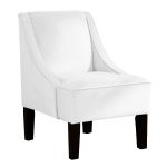 Velvet White Swoop Arm Chair