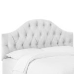 Velvet White Tufted California King Bed Headboard
