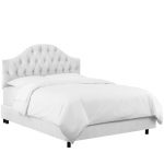 Velvet White Tufted Queen Size Bed
