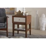 Walnut and White Accent End Table or Nightstand