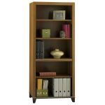 Warm Oak 5-Shelf Bookcase with Adjustable Shelves- Achieve