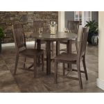 Weathered Brown 5-Piece Round Dining Set- Concrete Chic
