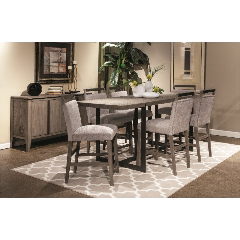 Weathered Gray Contemporary 5 Piece, Contemporary Counter Height Dining Chairs