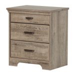 Weathered Oak Nightstand with Charging Station – Versa