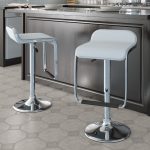 White Adjustable Bar Stool with Footrest (Set of 2)
