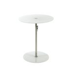 White Glass/Stainless Steel Adjustable Side Table – Radinka