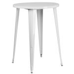 White Metal 30 Inch Round Indoor-Outdoor Cafe Bar Table