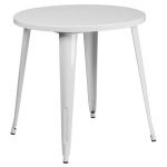 White Metal 30 Inch Round Indoor-Outdoor Cafe Table