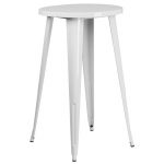White Metal Cafe Round Indoor-Outdoor Bar Table