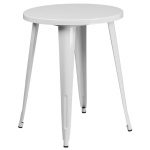 White Metal Cafe Round Indoor-Outdoor Table