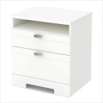 White Night Stand with Drawers and Cord Catcher – Reevo