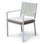 White Outdoor Patio Chair with Sand Cushion – Kedo