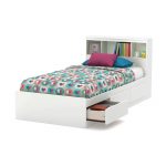 White Twin Mates Bed with Bookcase Headboard – Reevo